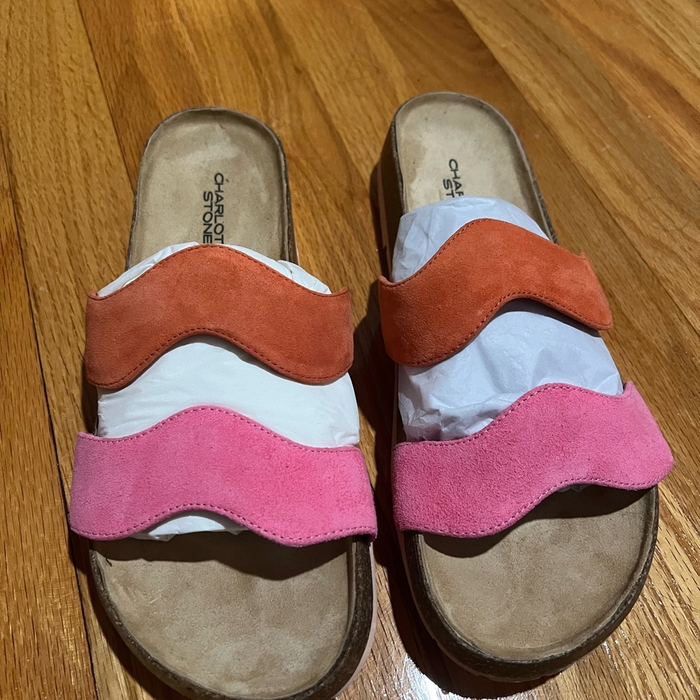 Charlotte Stone Vibrant Pink and Orange Sandals